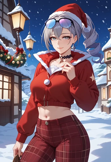 star rail,silver wolf,Christmas,plaid trousers  - AI generated anime art